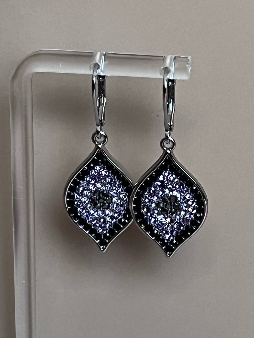 Simply Vera Wang - Purple Crystal Drop Earrings in Silver Tone